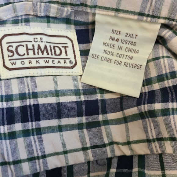 (692) C.E. Schmidt Men's Classic Short Sleeve Work Shirt, Size: 2XLT Color: Blue - Picture 7 of 12